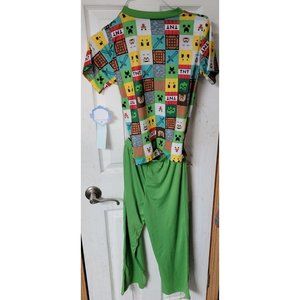 Boys Minecraft 2pc Short Sleeve Top & Pants Pajama Set M (8/10) Flame Resistant